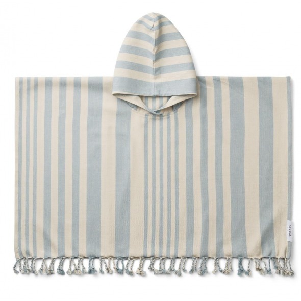 Poncho baño roomie stripe sea blue de Liewood