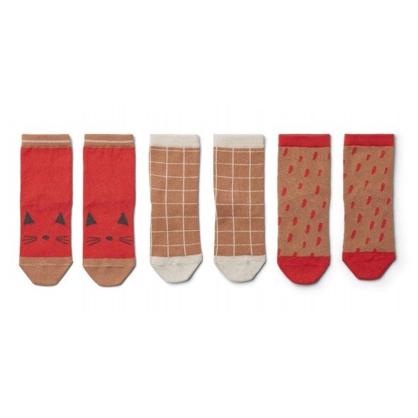 Calcetines silas 3 pack apple red sandy de Liewood