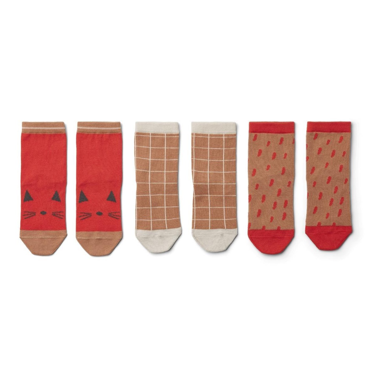 Calcetines silas 3 pack apple red sandy de Liewood