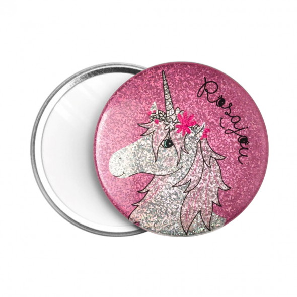 Espejo de bolsillo unicornio rosa de Rosajou