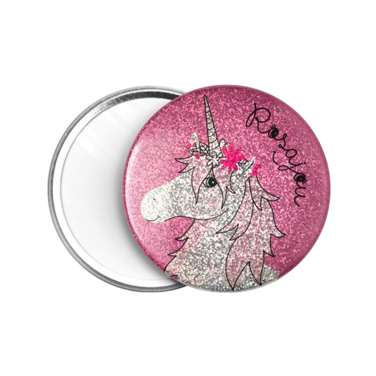 Espejo de bolsillo unicornio rosa de Rosajou
