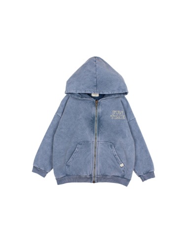 INDIGO FLEECE ZIP-UP HOODED JACKET