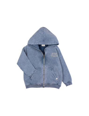 INDIGO FLEECE ZIP-UP HOODED JACKET