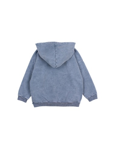 INDIGO FLEECE ZIP-UP HOODED JACKET