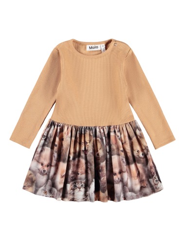 FUZZY FLUFFY CAREL LONG- SLEEVED DRESS