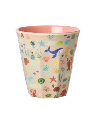 MEDIUM GLASS RICE CORAL OCEAN