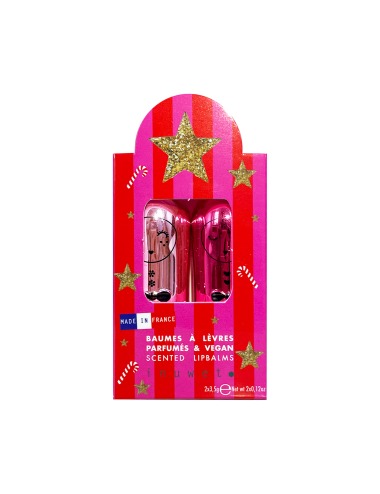 VEGAN LIP BALM SET COUTURE RASPBERRY AND CARAMEL APPLE SORBET