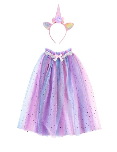 RAINBOW UNICORN CAPE WITH HEADBAND GREAT PRETENDERS