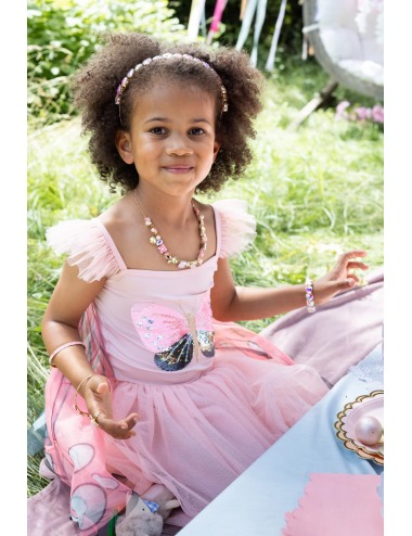 SEQUINS SECRET BUTTERFLY TWIRL DRESS WITH WINGS  & HEADBAND, BLUE/PURPLE