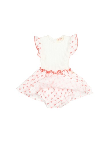 BABY SLEEVELESS COMBI DRESS BALI CORAL
