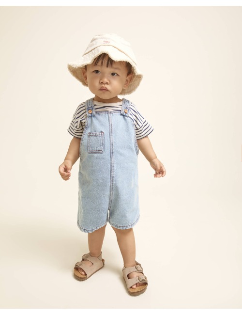 BABY DENIM BLEACH OVERALLS BÚHO