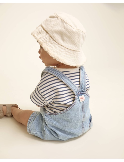 BABY DENIM BLEACH OVERALLS BÚHO