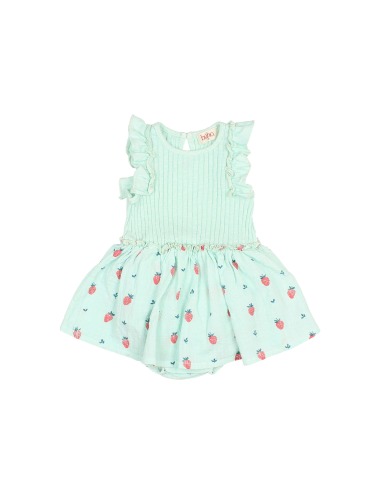 BABY SLEEVELESS COMBI DRESS STRAWBERRY SUGAR PINK