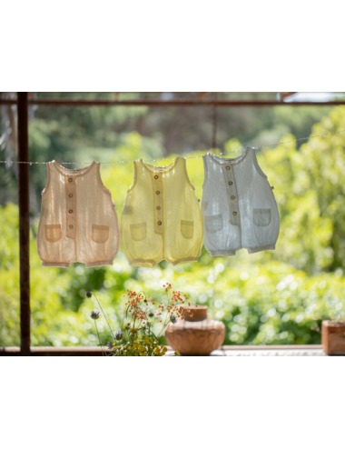 copy of ETOLIA BABY SLEEVELESS ROMPER, PASTEL YELLOW