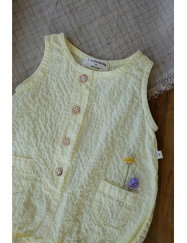 ETOLIA PASTEL YELLOW BABY SLEEVELESS ROMPER,