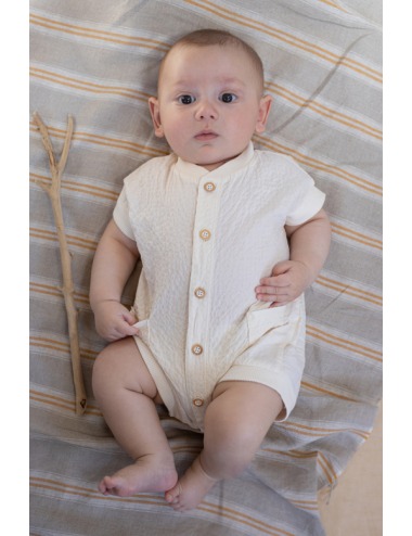 FILIPOS ECRU SHORT SLEEVE BABY ROMPER