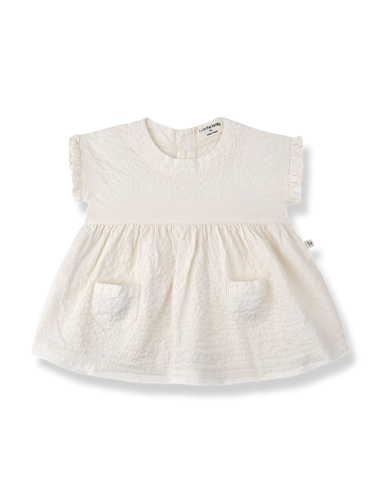 TROYA ECRU SHORT SLEEVE BABY DRESS