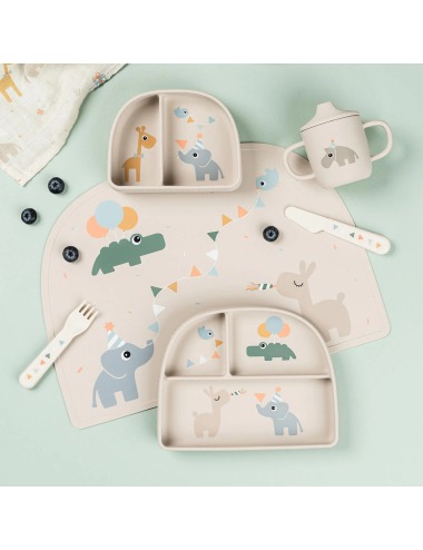 copy of STICK & STAY TINY FARM BLUE PLATE WITH COMPARTMENTS