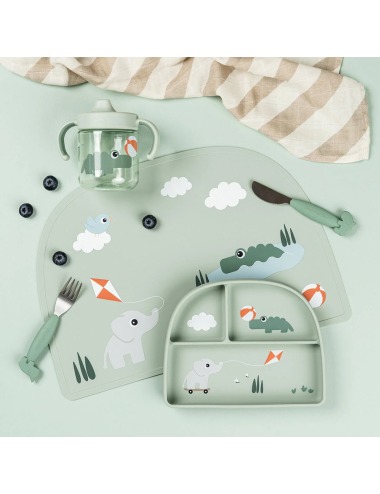 STICK & STAY PLAYGROUND PLATE WITH COMPARTMENTS