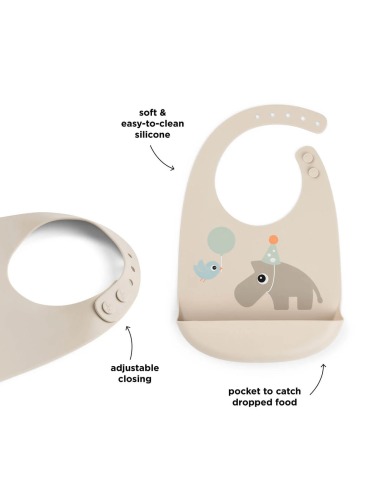SILICONE BIB WITH POCKET CELEBRATION SAND