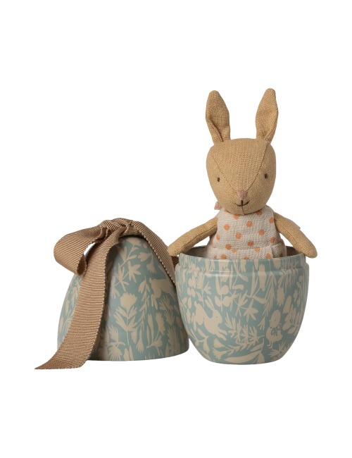 METAL EASTER EGG WITH SMALL DUSTY BLUE MICRO-BUNNY