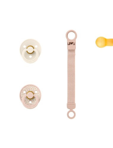 BIBS COLOUR GIFT SET: PACIFIER AND BLUSH CLIP LOOP
