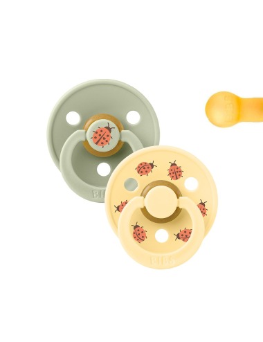 BIBS STUDIO COLOR ROUND LADYBUG SAGE MIX PACIFIER, 2 PACK