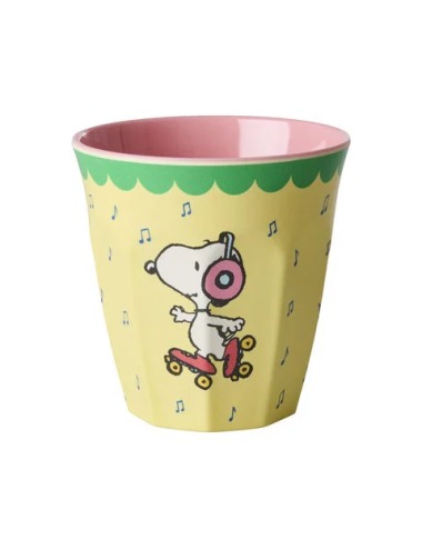 MEDIUM GLASS SNOOPY RICE "FEELING GOOD"