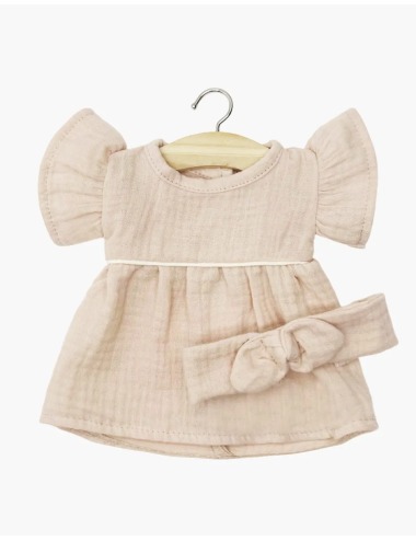 MINIKANE DOLLS CLOTHES, DAISY DRESS AND CROSSED TURBAN COTON SKIN