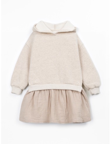 VESTIDO PUNTO CON CAPUCHA CRUDO PLAY UP