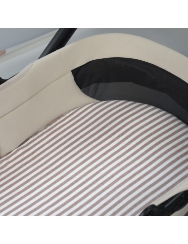 SET OF 2 CUCO PRALINE GINGHAM STRIPED MOKA WALKING MUM FITTED SHEETS