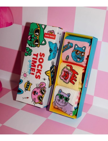 HELLO HOSSY PACK CATS CHILDREN'S SOCKS