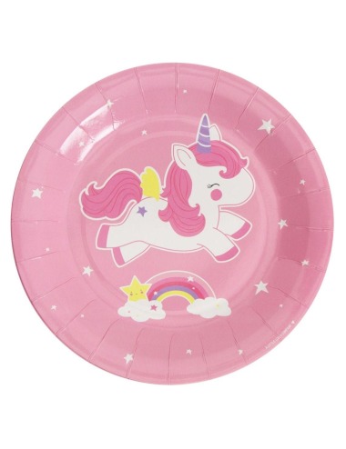 VASOS PAPEL PACK 12, UNICORNIO ROSA